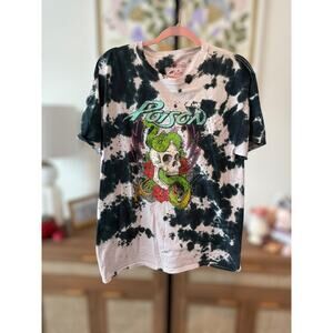 Fashion Nova Poison 80's Acid Wash Boyfriend Band Graphic Tee Size L